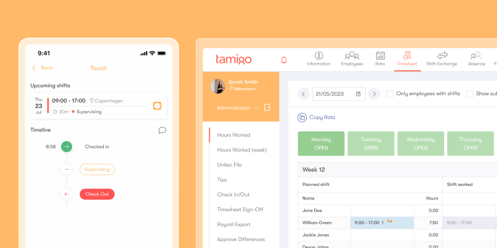 Register working time in Denmark - tamigo Workforce Management